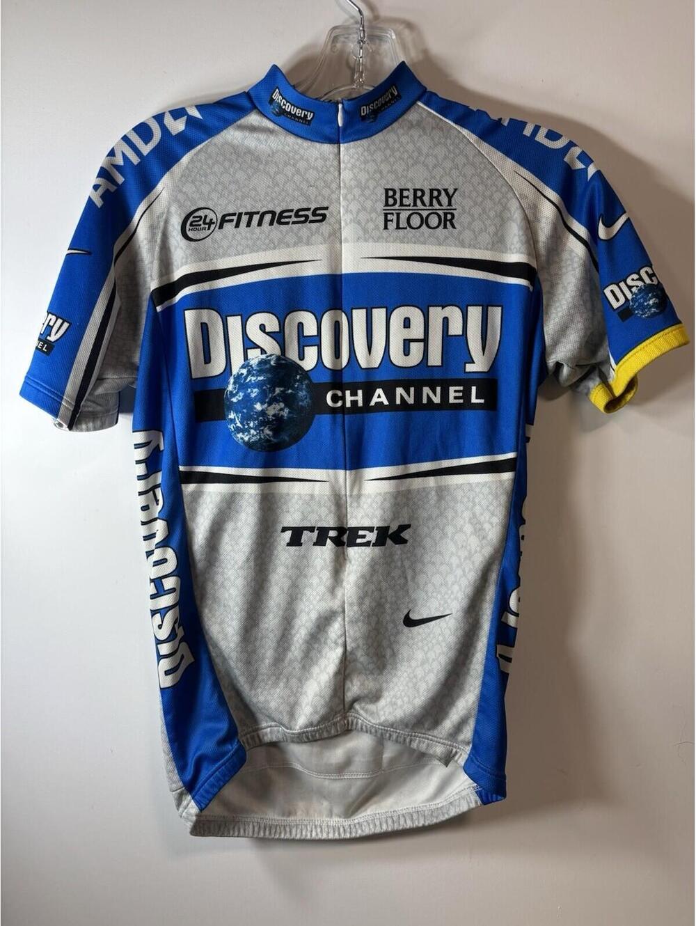 Vintage Nike Dri Fit Discovery Channel Trek Cycling Jersey Men Large Made Italy